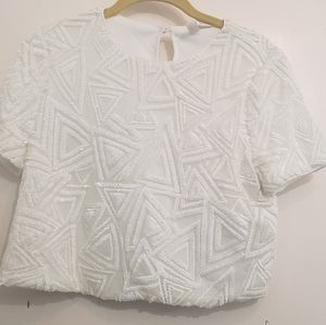 Forever 21 Exclusive White sequined crop top
